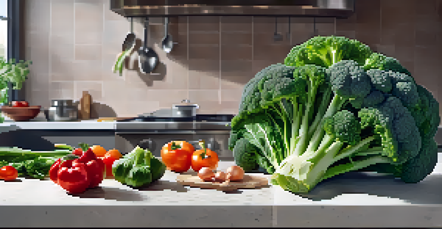 A split-image comparing raw and steamed vegetables like broccoli and spinach in a kitchen setting, highlighting their colors and textures.