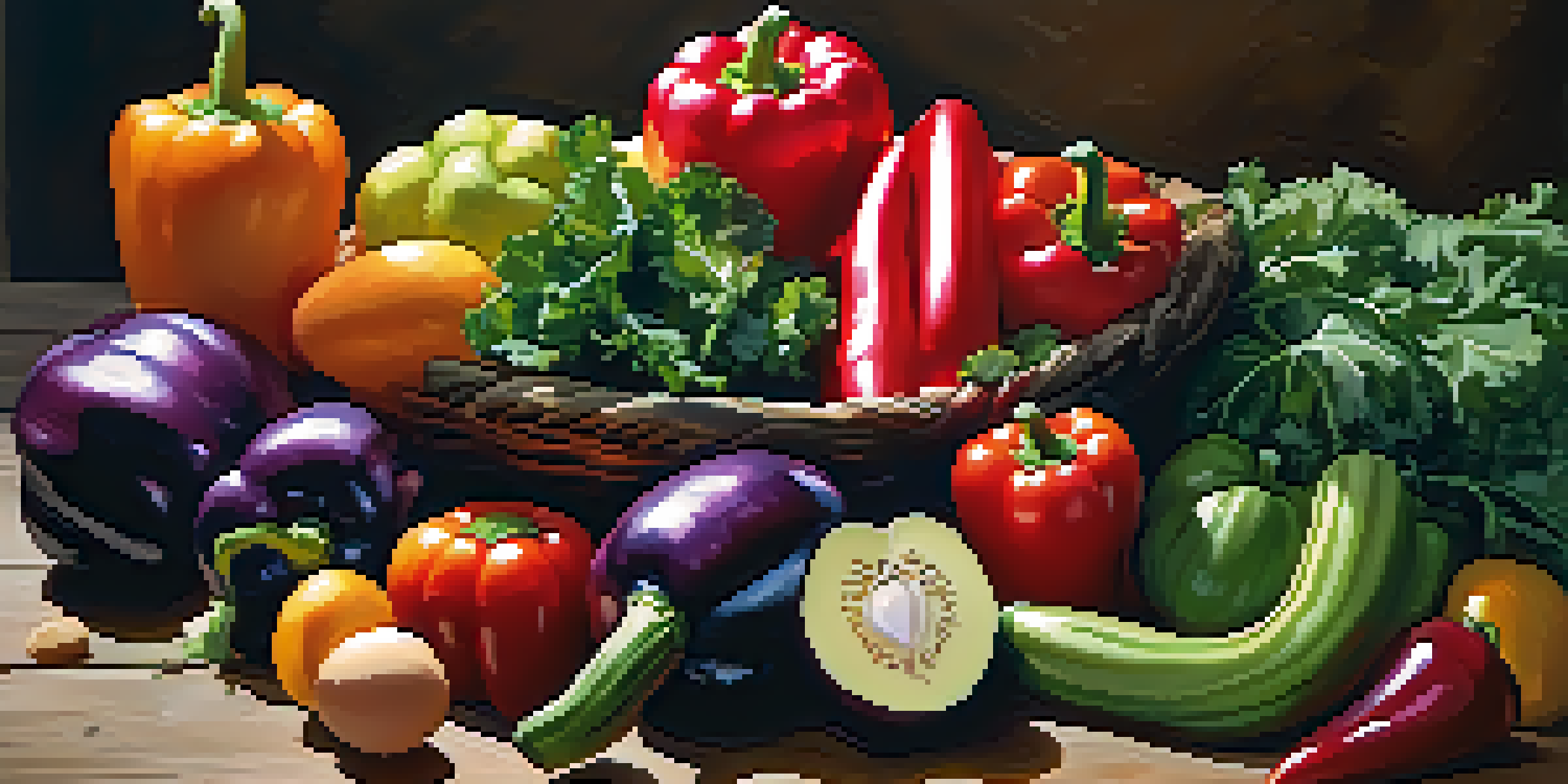 A circular arrangement of various organic fruits and vegetables on a wooden table, showcasing bright colors and fresh textures under soft natural light.