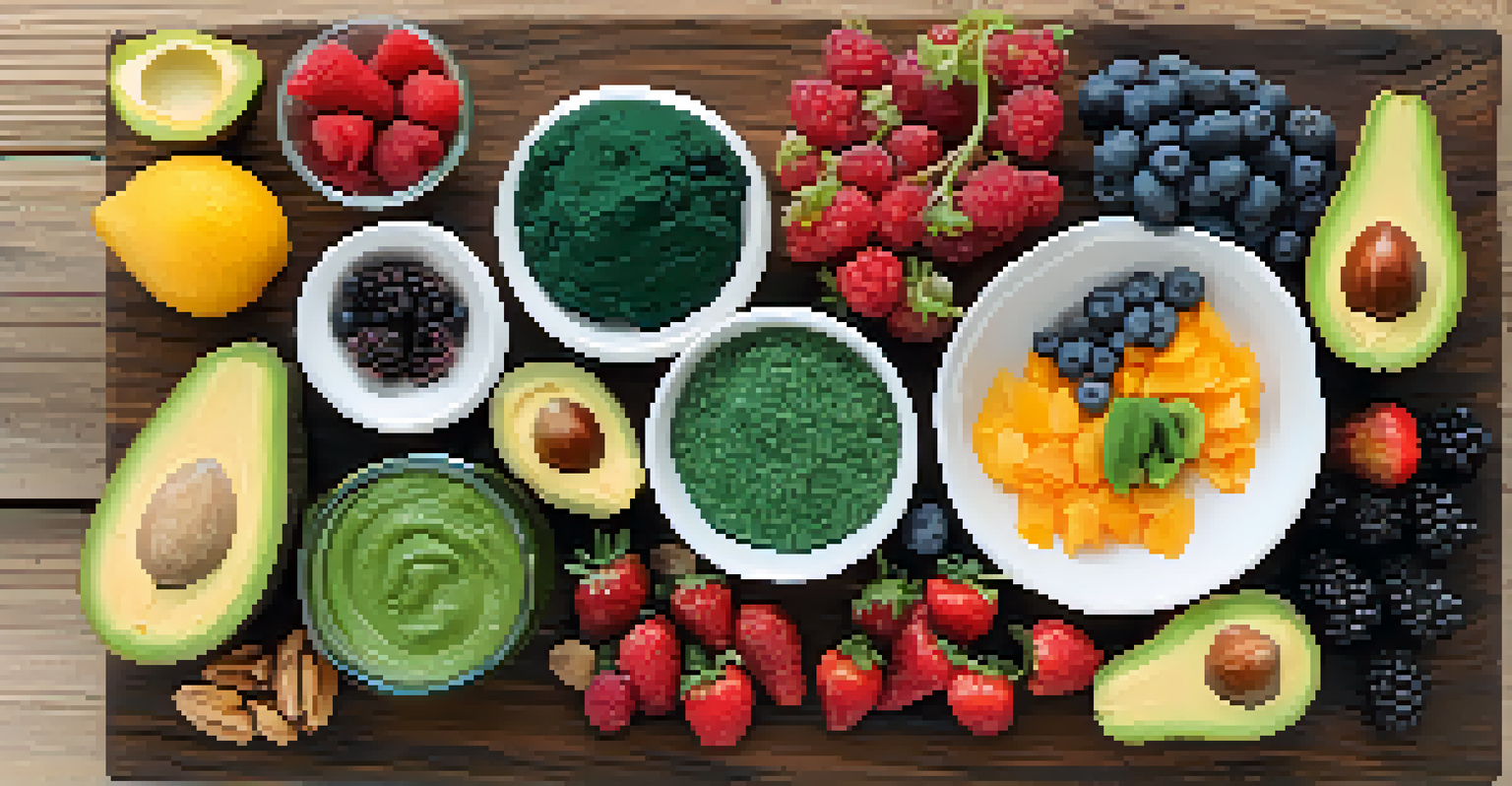 A colorful raw food platter with fresh fruits, vegetables, nuts, and seeds arranged on a wooden board, highlighted by natural light.