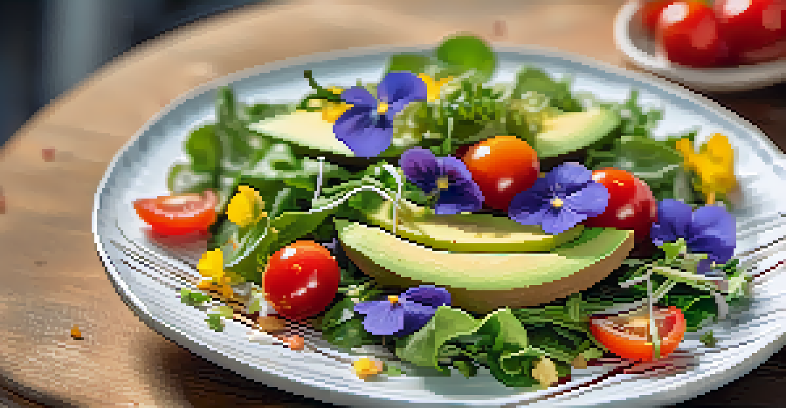 A close-up of a colorful raw food dish on a plate, highlighting fresh ingredients and vibrant presentation.