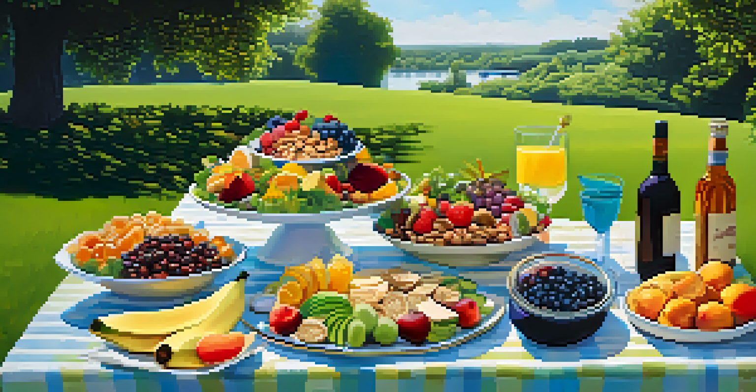 An outdoor picnic spread featuring an array of raw food dishes under a sunny blue sky.