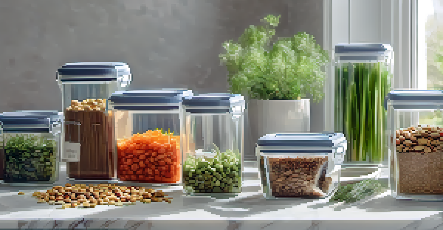 A neatly organized meal prep for raw food with containers of vegetables, seeds, and a notepad on a countertop.
