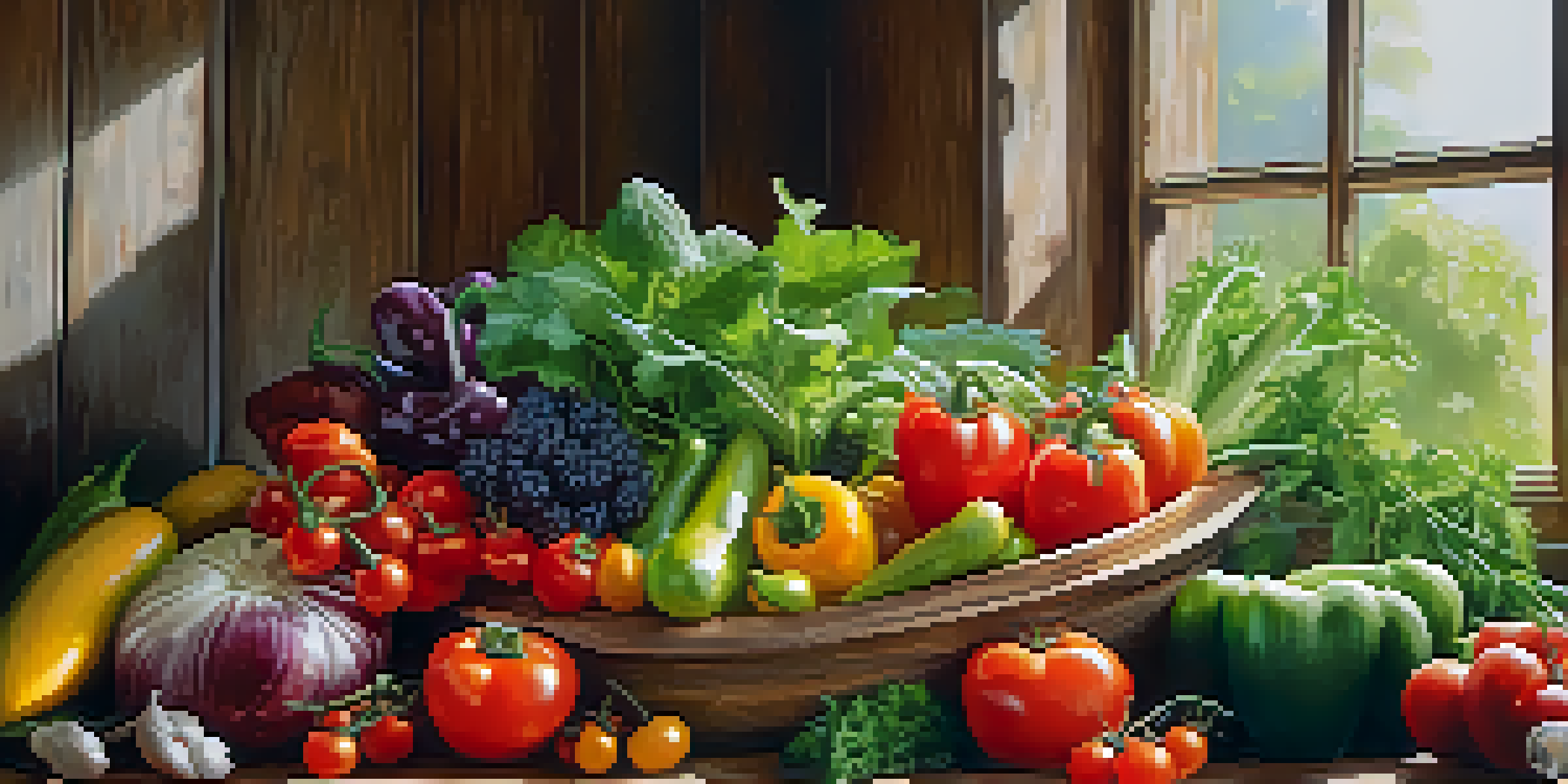 A bowl of mixed greens topped with cherry tomatoes, cucumbers, and bell peppers on a wooden table, illuminated by soft natural light.