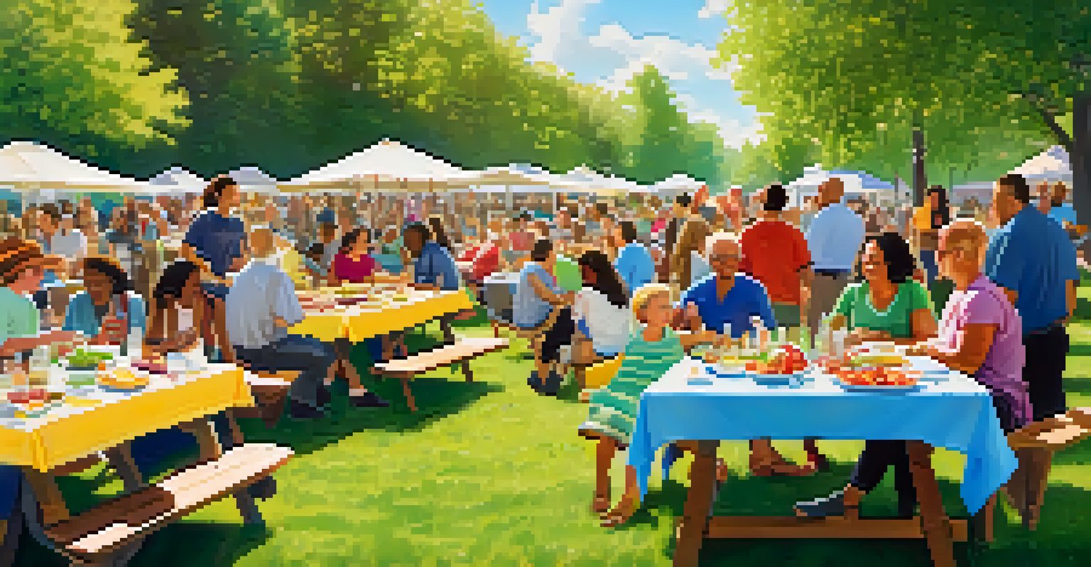 People sharing raw food dishes at a community potluck in a sunny park, enjoying each other's company.