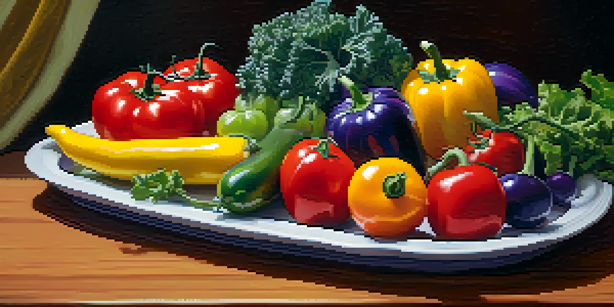 A colorful arrangement of fresh fruits and vegetables on a wooden table, showcasing the variety of raw food options.
