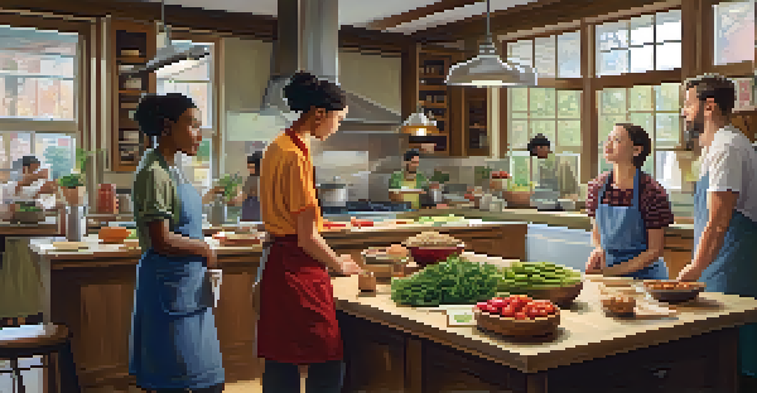 A cooking instructor showing raw food preparation techniques to an engaged group in a warm kitchen setting.