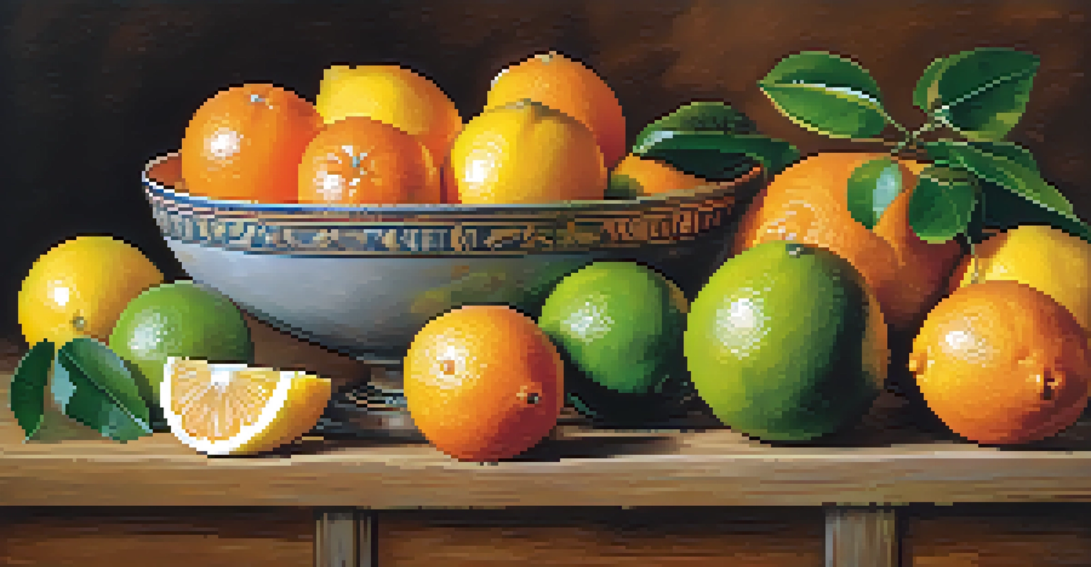 A bowl of colorful citrus fruits such as lemons, limes, oranges, and grapefruits against a soft background.
