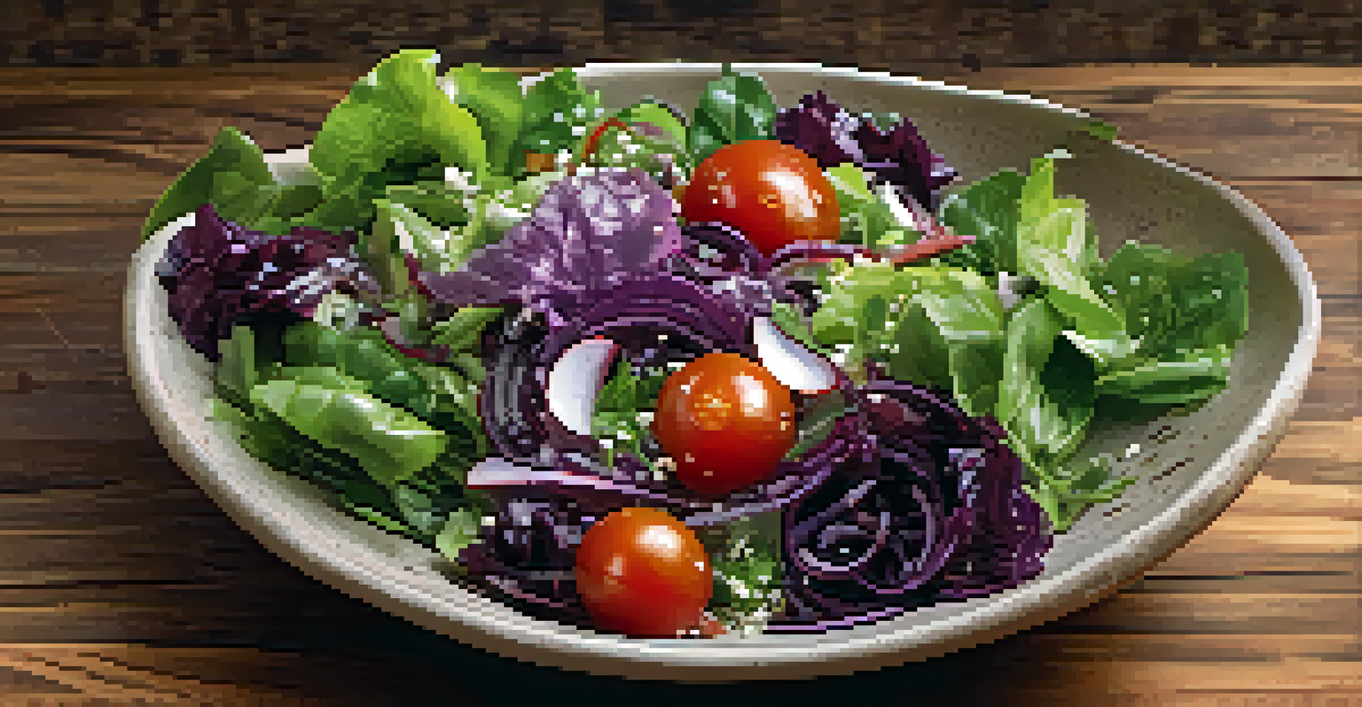 A close-up of a colorful raw salad in a rustic bowl, highlighting fresh ingredients.