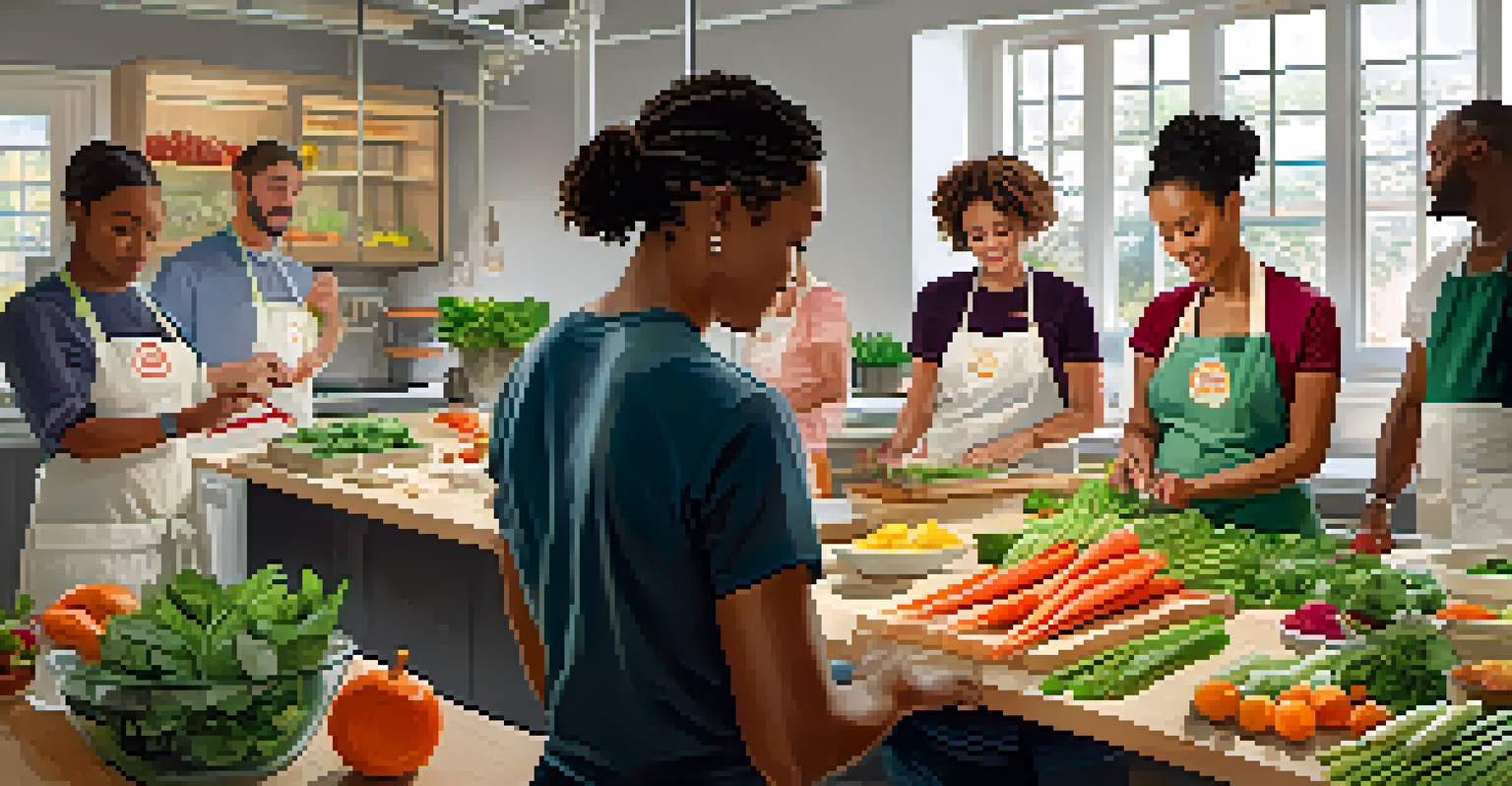 A diverse group of people attending a raw food preparation workshop in a bright kitchen, learning from an instructor.