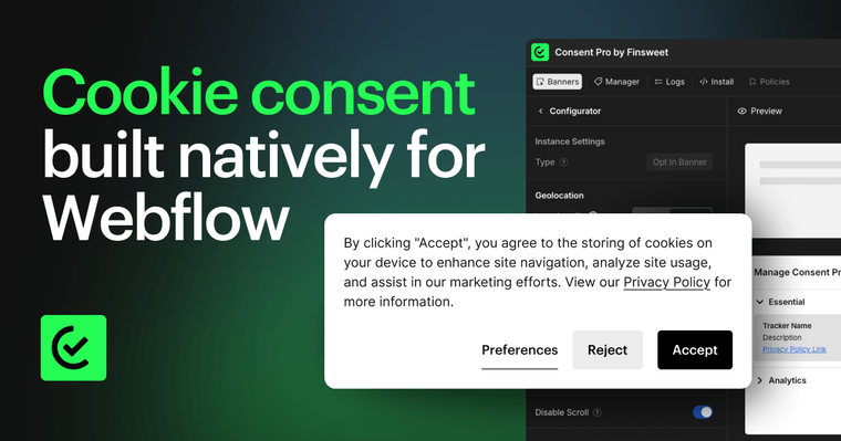 Aperçu Consent Pro by Finsweet