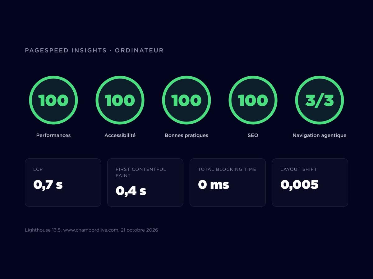 Scores PageSpeed Insights sur ordinateur