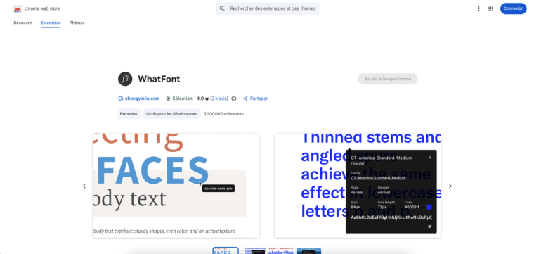 Aperçu WhatFont