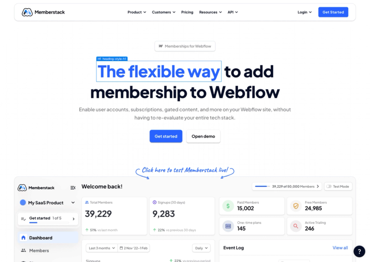 Aperçu Memberstack