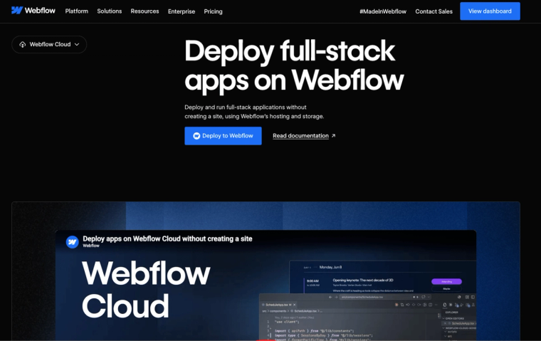 Aperçu Webflow Cloud