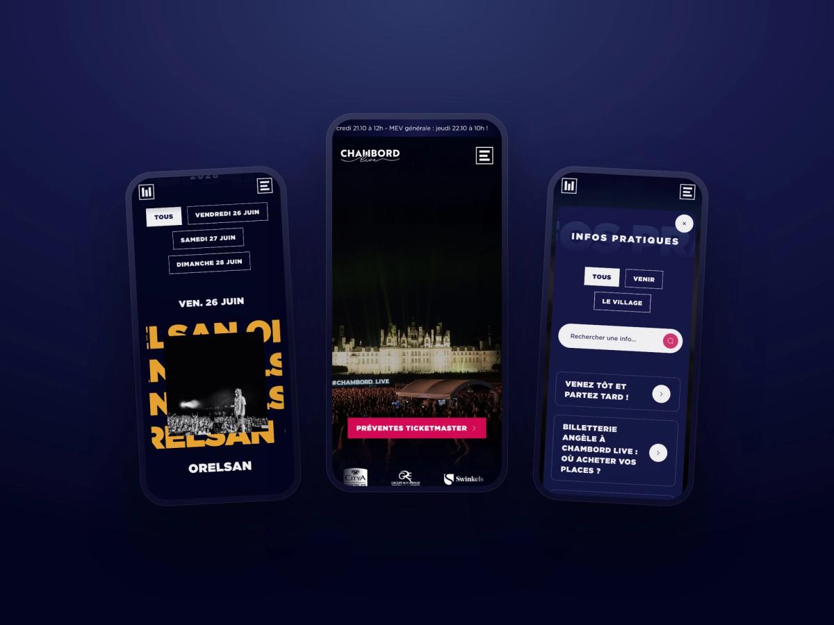 Le site sur trois écrans mobiles