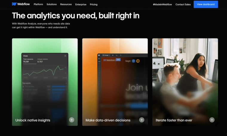 Aperçu Webflow Analyze
