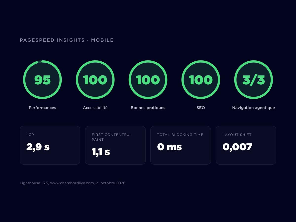 Scores PageSpeed Insights sur mobile