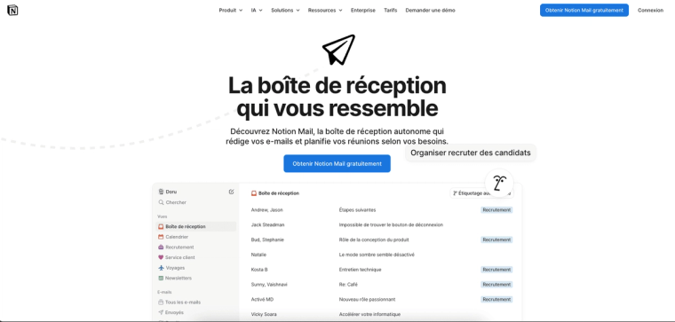 Aperçu Notion Mail