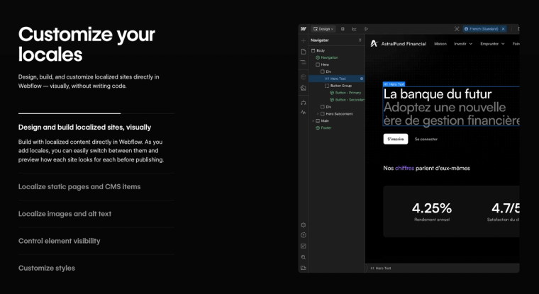 Aperçu Webflow Localization