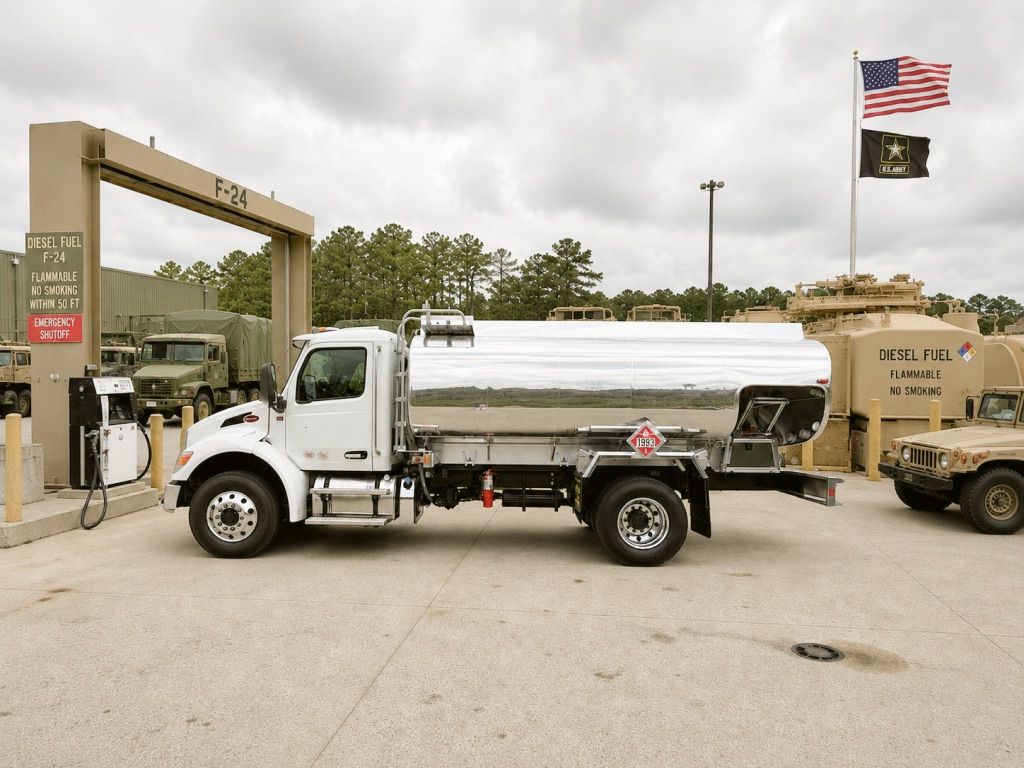 Amthor government and defense fuel tanker truck