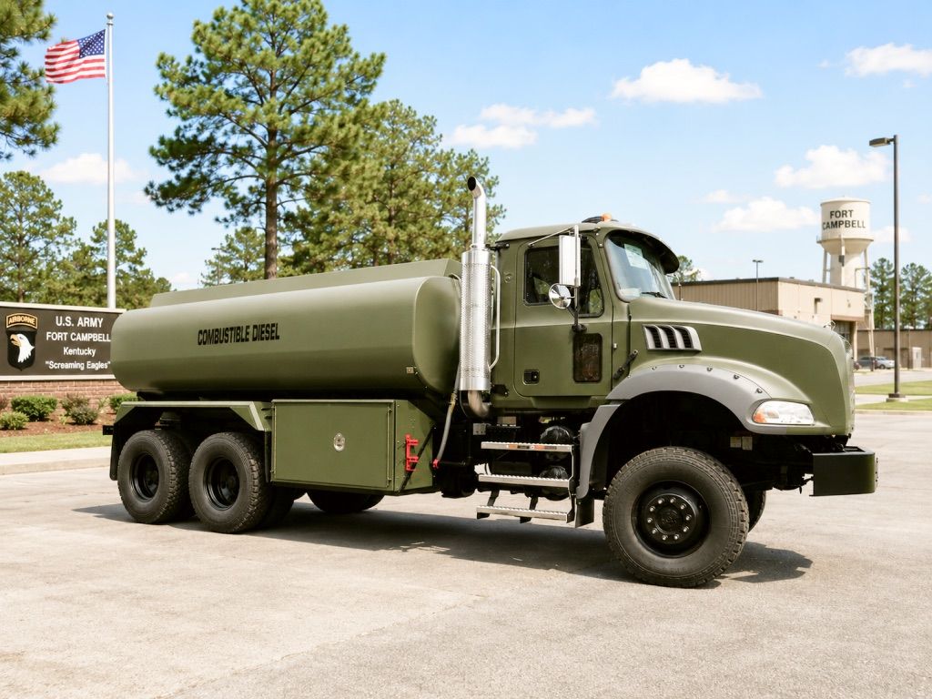 Amthor military fuel tanker truck at a federal installation