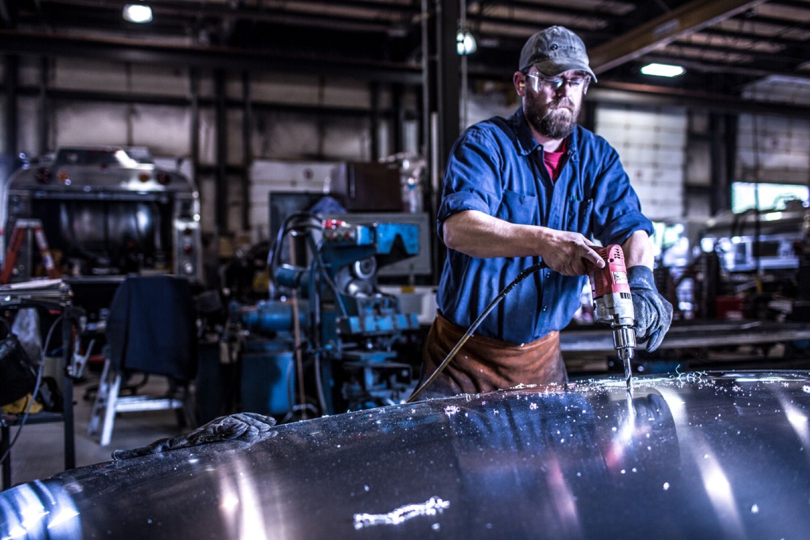 Amthor welder fabricating a custom tank in the Virginia facility