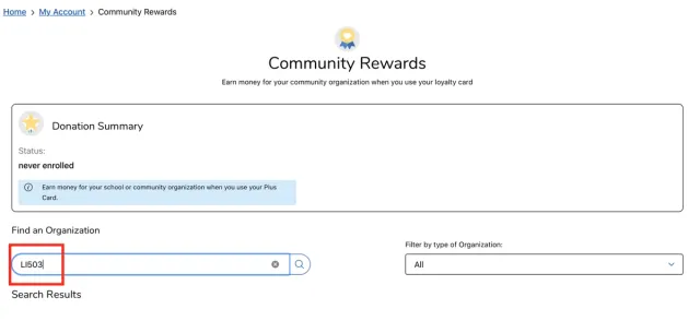 Search for Gene Potts Memorial in Kroger Community Rewards