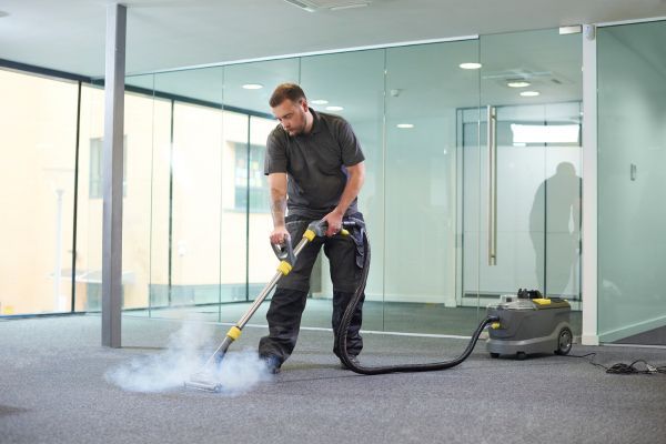 Carpet cleaning in a commercial interior