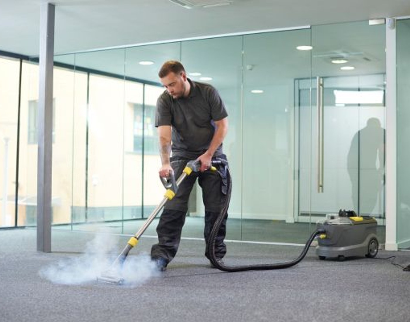 Carpet cleaning in a commercial interior