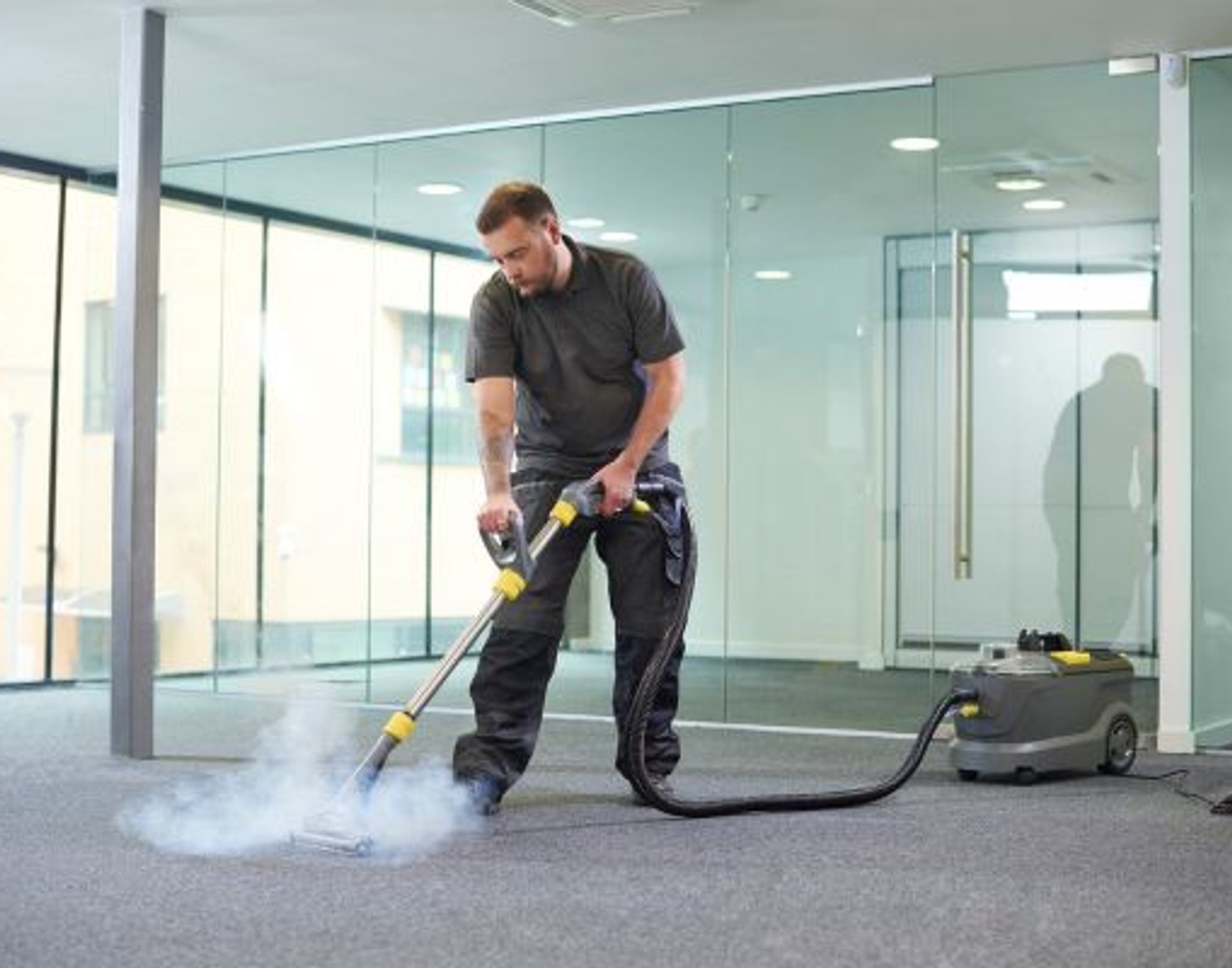 Carpet cleaning in a commercial interior