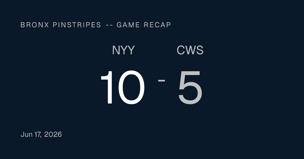 Bronx Pinstripes -- Yankees 10, White Sox 5: Goldschmidt and Bellinger Make It 8 of 9