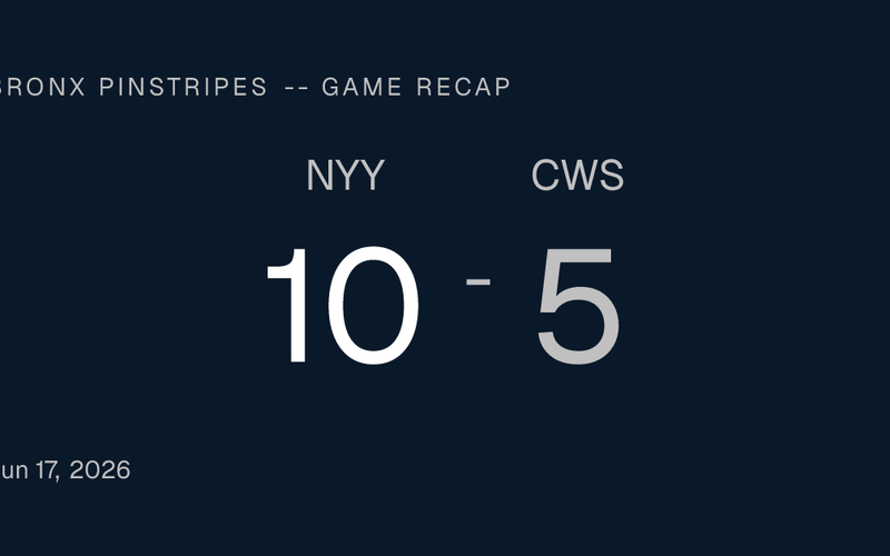 Bronx Pinstripes -- Yankees 10, White Sox 5: Goldschmidt and Bellinger Make It 8 of 9