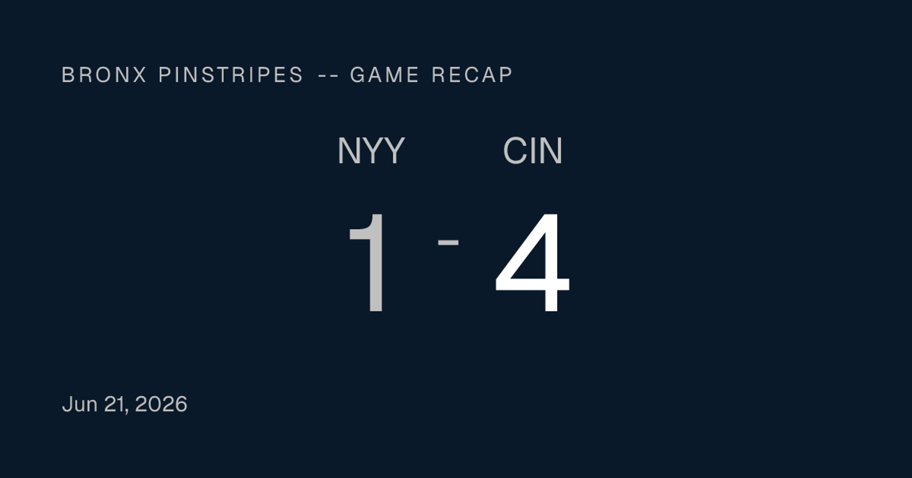 Bronx Pinstripes -- Burns Shuts the Door, Reds Take the Series at the Stadium