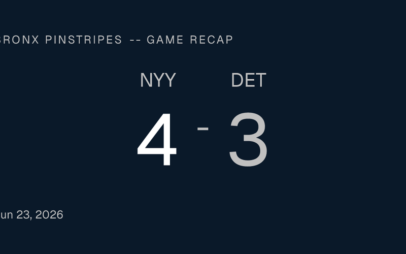 Bronx Pinstripes -- Yankees 4, Tigers 3: Jazz Chisholm's Lollipop Answer Snaps the Three-Game Skid