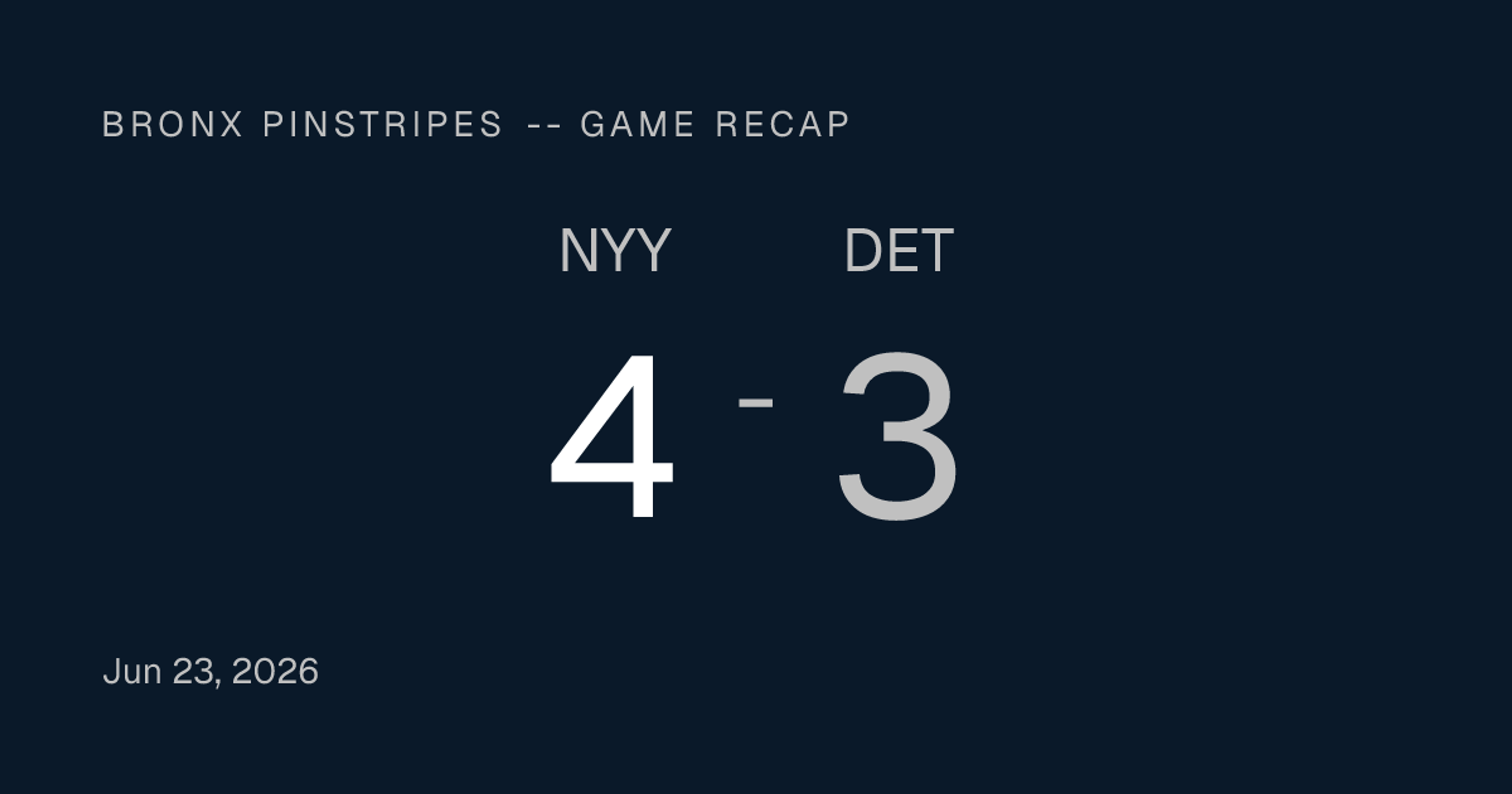 Bronx Pinstripes -- Yankees 4, Tigers 3: Jazz Chisholm's Lollipop Answer Snaps the Three-Game Skid