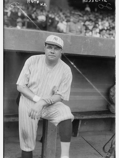 Babe Ruth in New York Yankees uniform, circa 1921