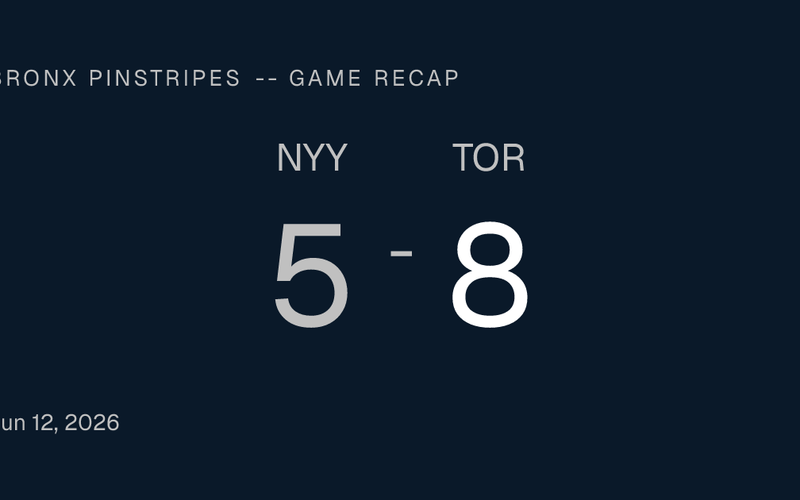 Bronx Pinstripes -- Blue Jays 8, Yankees 5: Weathers Gets Torched Early, Late Rally Stalls in Toronto