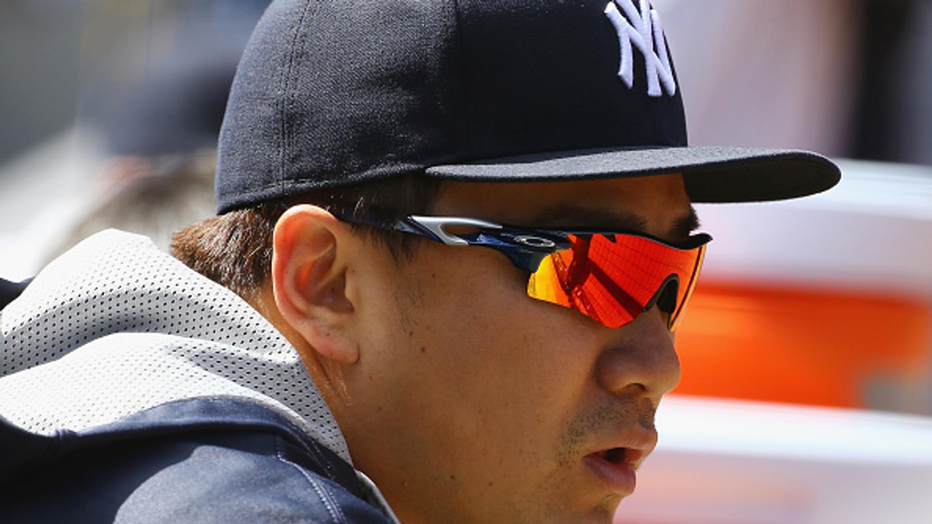 during their game at Yankee Stadium on April 29, 2015 in New York City.