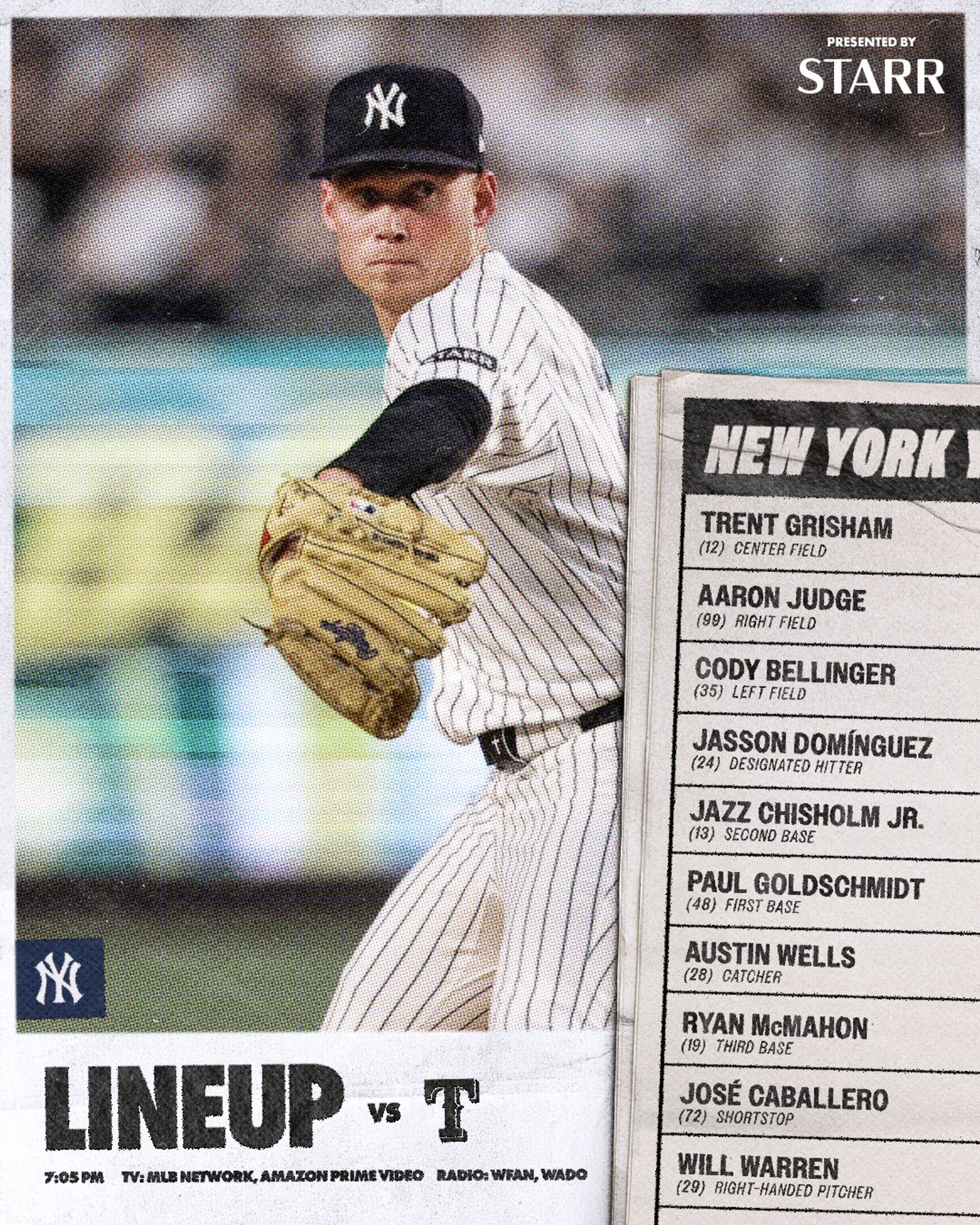 @Yankees on X: Will Warren's First Stumble Hands Eovaldi and the Rangers a Series Tie