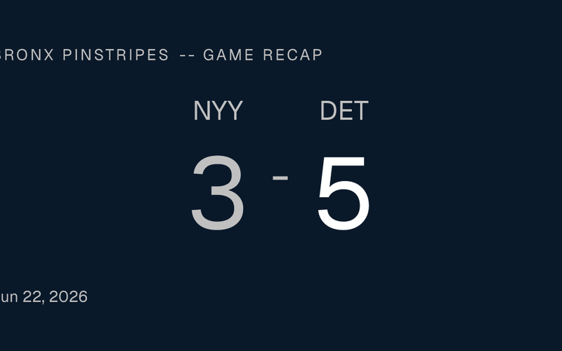 Bronx Pinstripes -- Cole Gets Hit With a Leadoff Cycle as Tigers Take Series Opener, 5-3