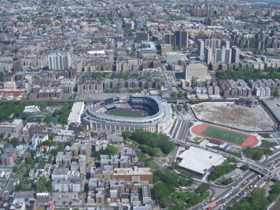 Aerial view of Yankee Stadium in the Bronx, New York
