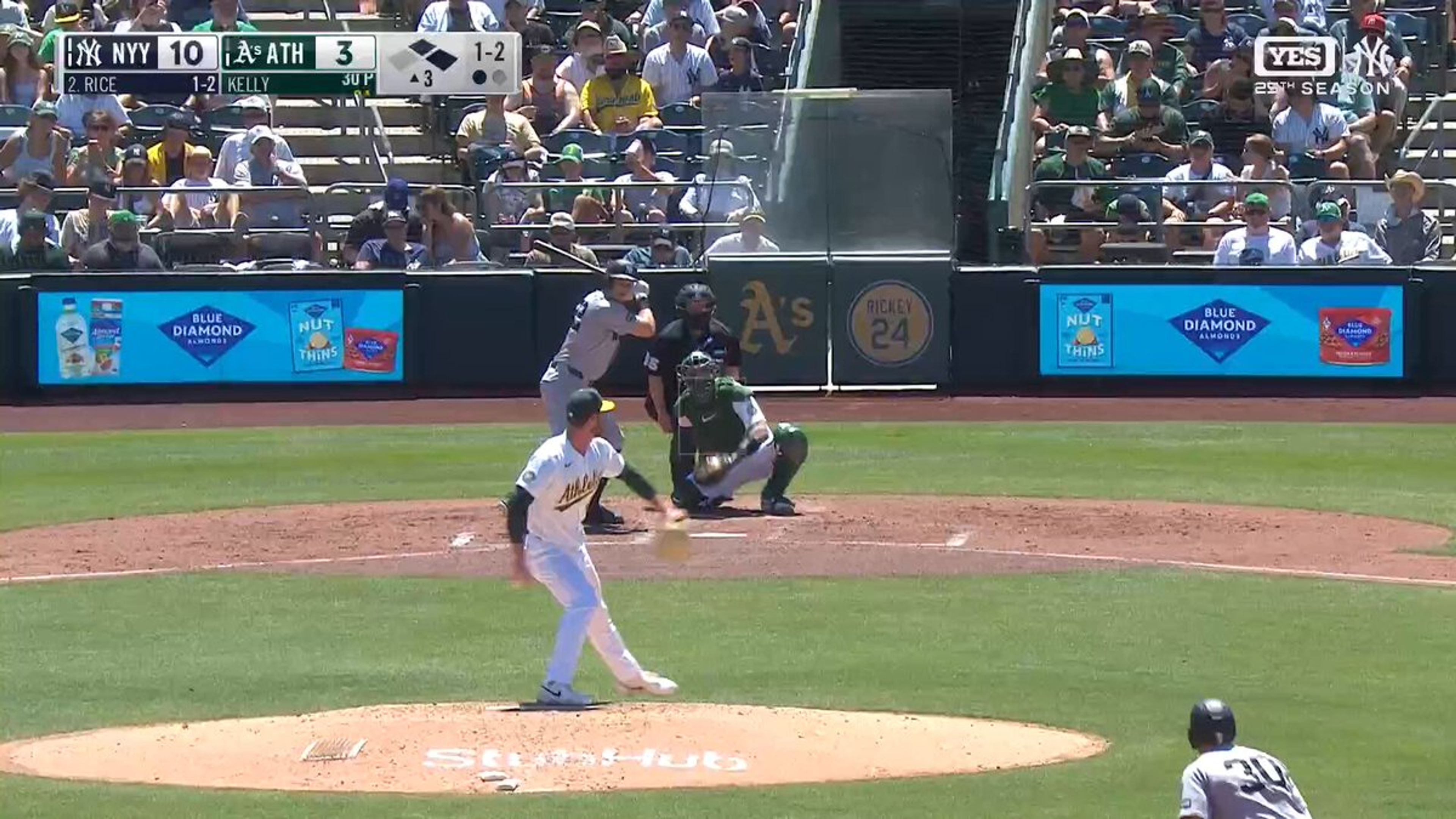 @MLB on X: Ben Rice in the 3rd inning today: 2-for-2, 2B, 3B, 4 RBI 😳