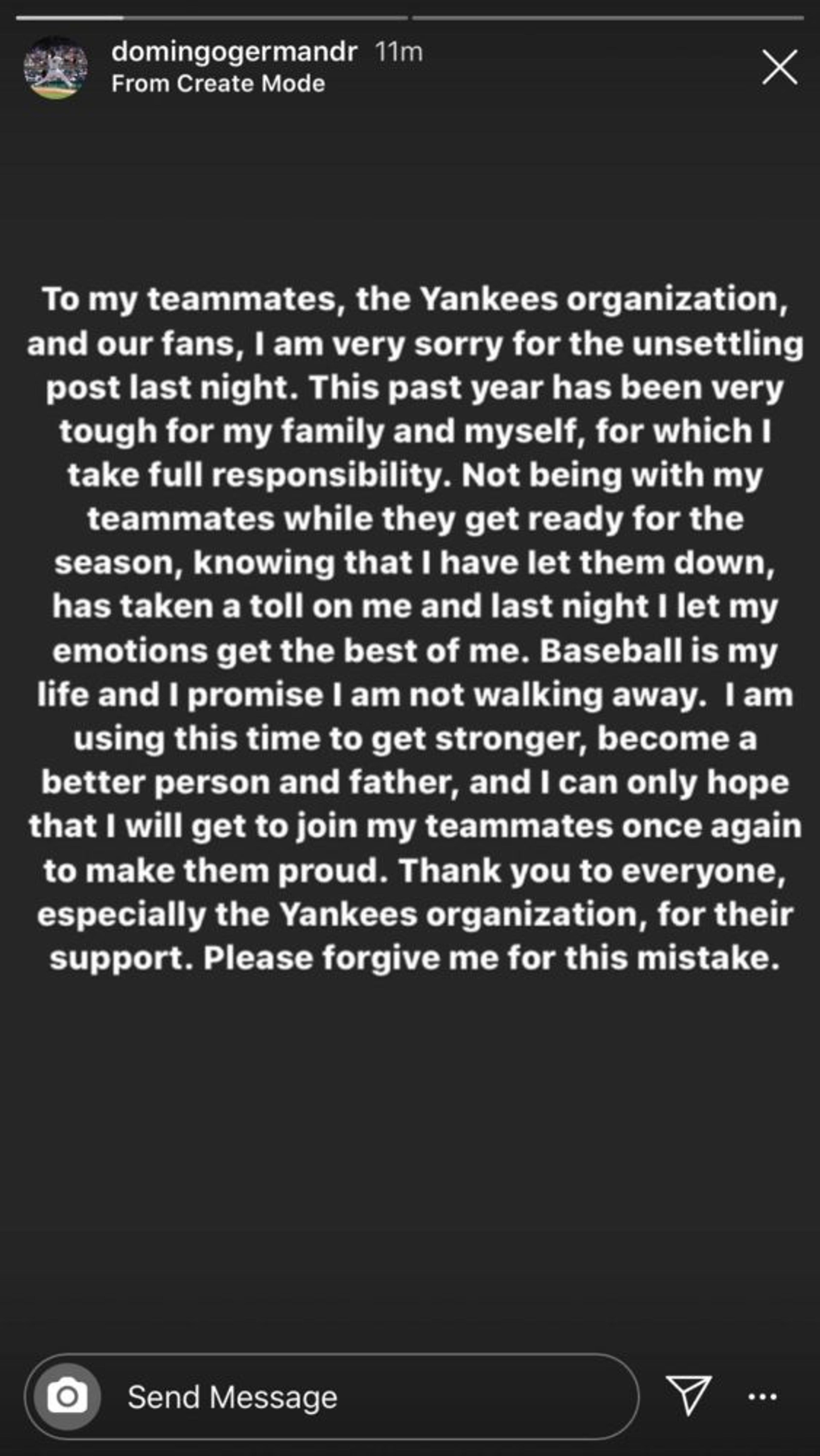 Domingo German backtracks on Friday night Instagram post
