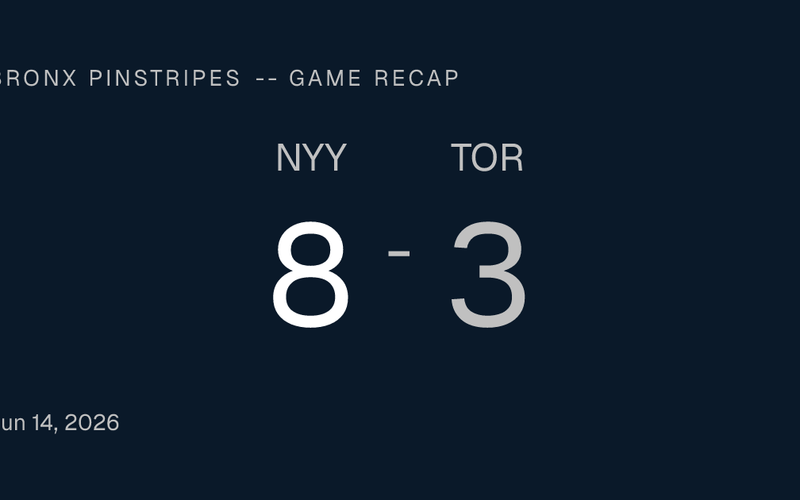 Bronx Pinstripes -- Ben Rice's 9th-Inning Blast Caps Yankees' 8-3 Win Over Blue Jays