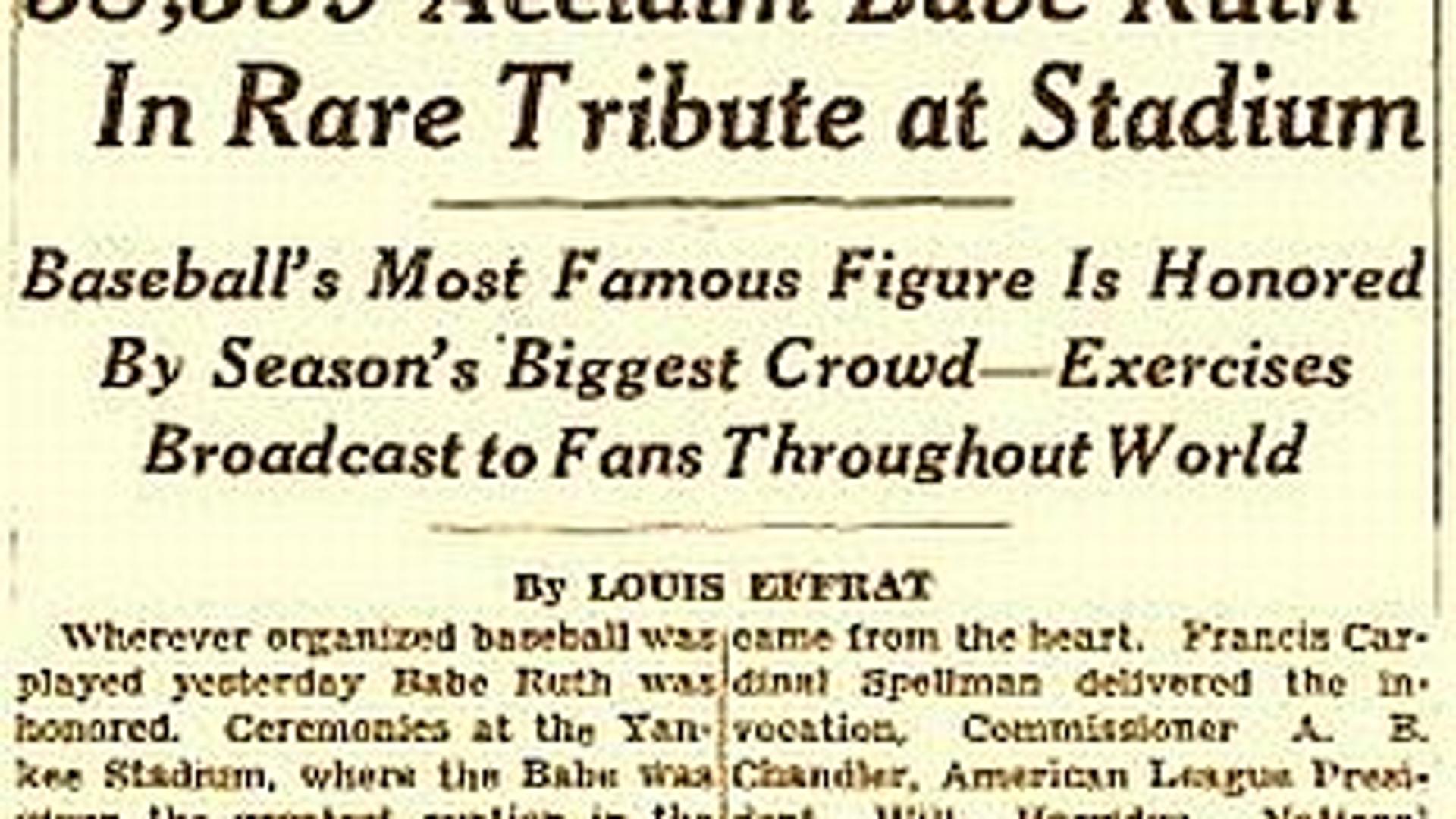 Front page story, New York Times, April 28th, 1947