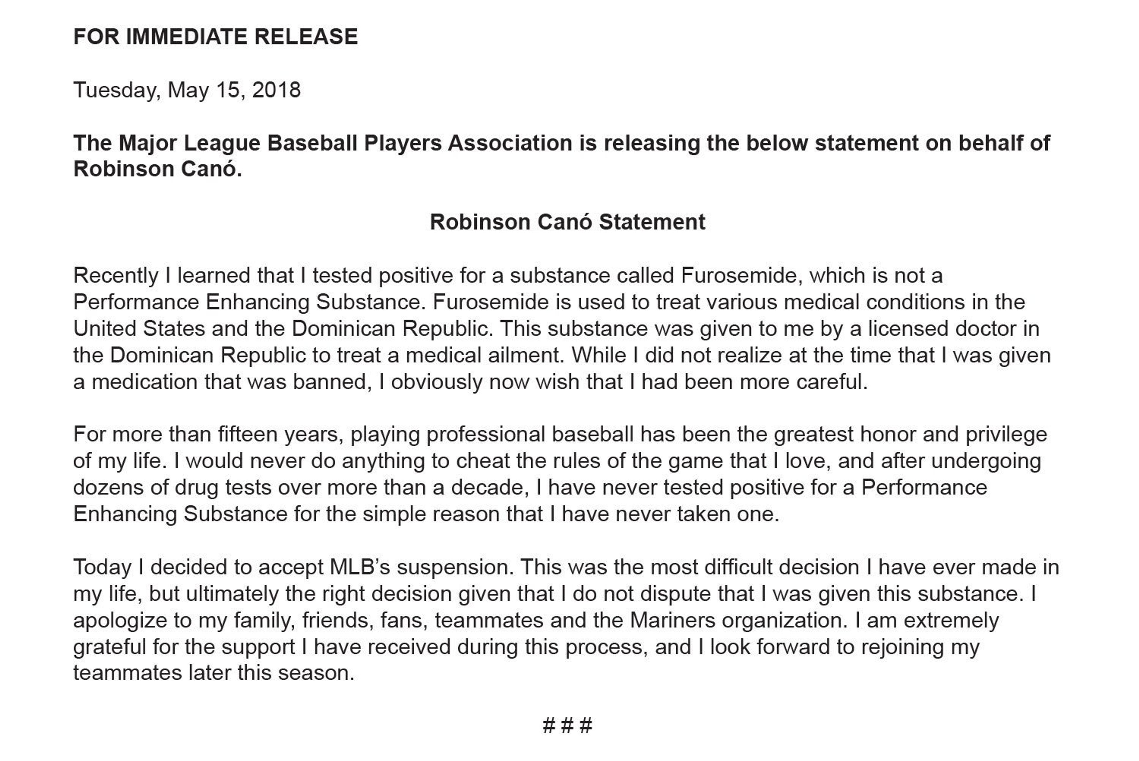 Robinson Cano suspended 80 games for violating MLB's joint drug agreement