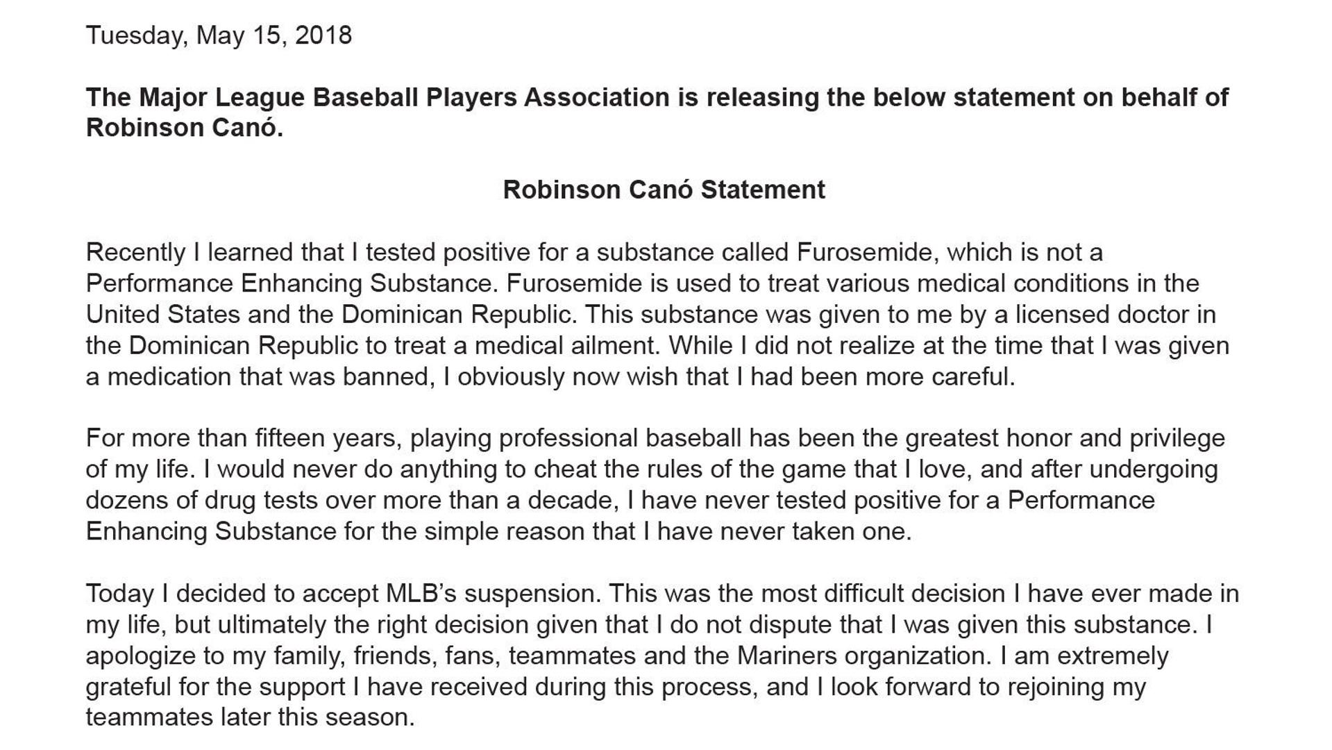 Robinson Cano suspended 80 games for violating MLB's joint drug agreement