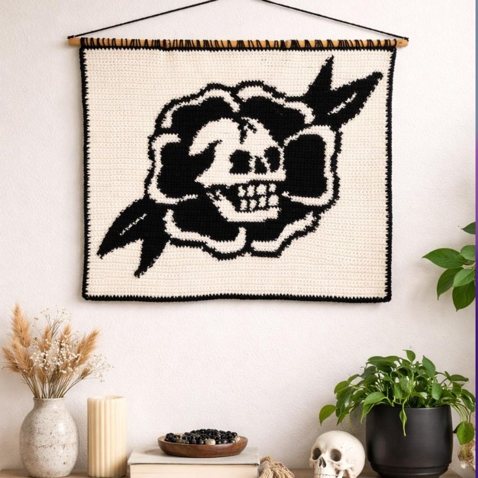Wallhanger Skull Rose