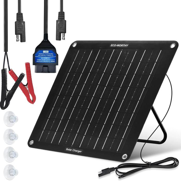 ECO-WORTHY 10W Solar Car Battery Trickle Charger & Maintainer