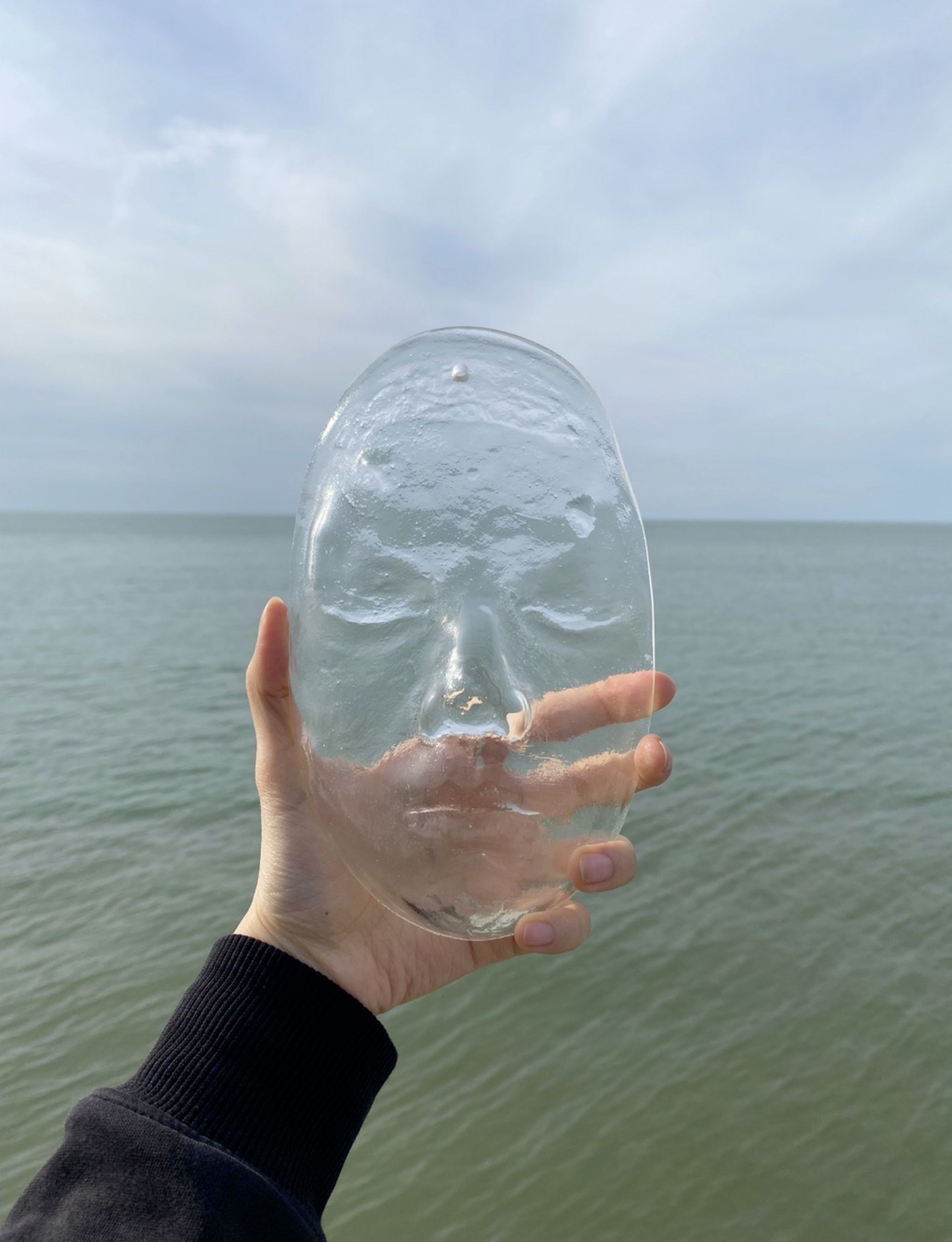 Glass face sculpture 